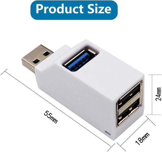 3-Port USB Expansion Adapter | USB-A to 1×USB 3.0 + 2×USB 2.0 Multi-Port Hub | Mini High-Speed Data Transfer Converter