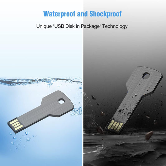 3-Pack 64GB Key-Shaped USB Flash Drive | Mini Metal Portable Storage Device | Keychain-Style USB Memory Stick