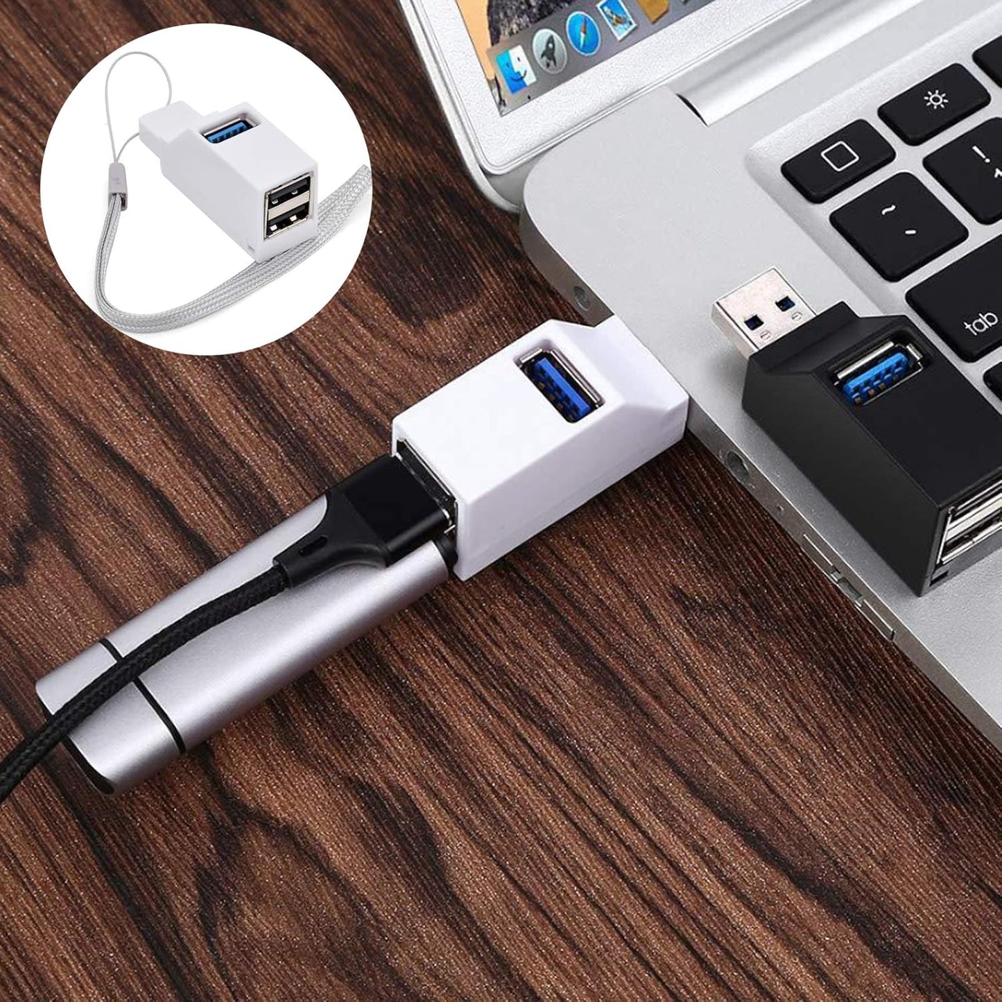 3-Port USB Expansion Adapter | USB-A to 1×USB 3.0 + 2×USB 2.0 Multi-Port Hub | Mini High-Speed Data Transfer Converter