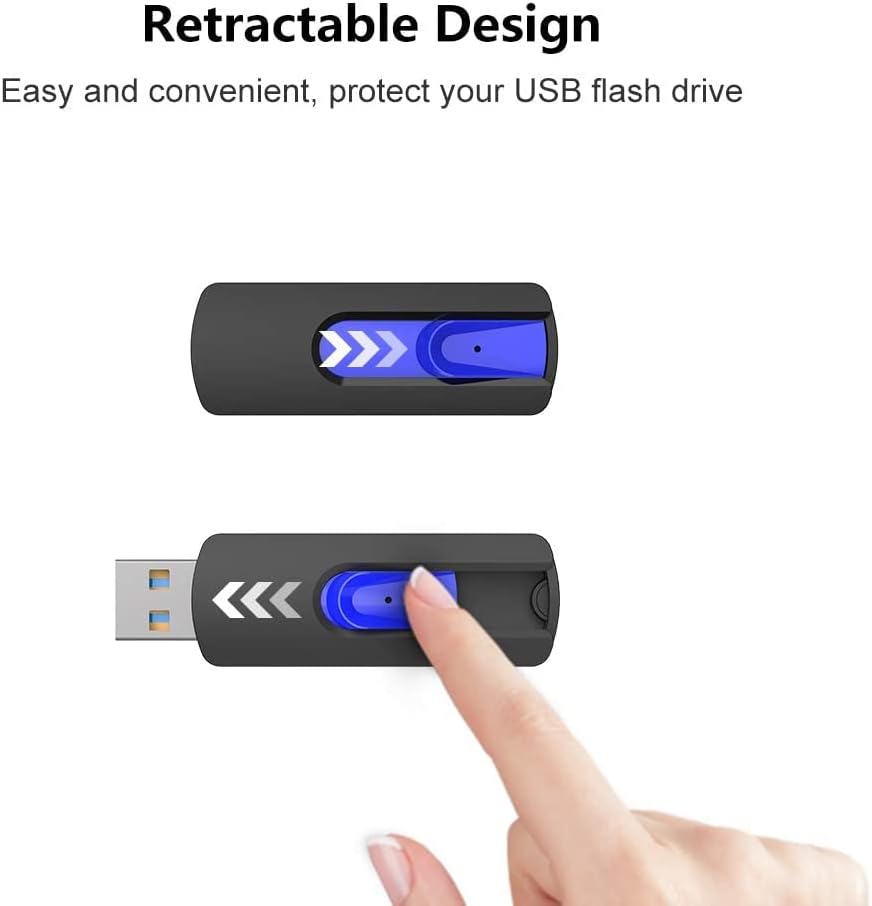 256GB Mini USB 3.0 Flash Drive | Compact Retractable Memory Stick | Portable High-Speed USB Thumb Drive for Laptop, PC, Car Audio, and Smart Devices