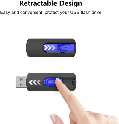 256GB Mini USB 3.0 Flash Drive | Compact Retractable Memory Stick | Portable High-Speed USB Thumb Drive for Laptop, PC, Car Audio, and Smart Devices