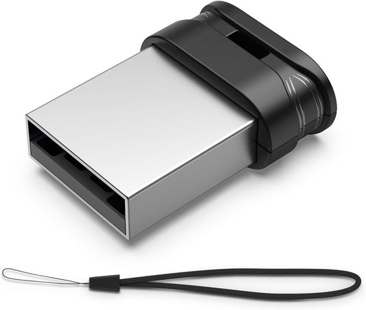 128GB Mini USB Flash Drive USB 3.0 | Ultra-Compact Waterproof Metal Memory Stick with Lanyard | Portable Thumb Drive for Laptop, Desktop, Car Audio & Smart TV