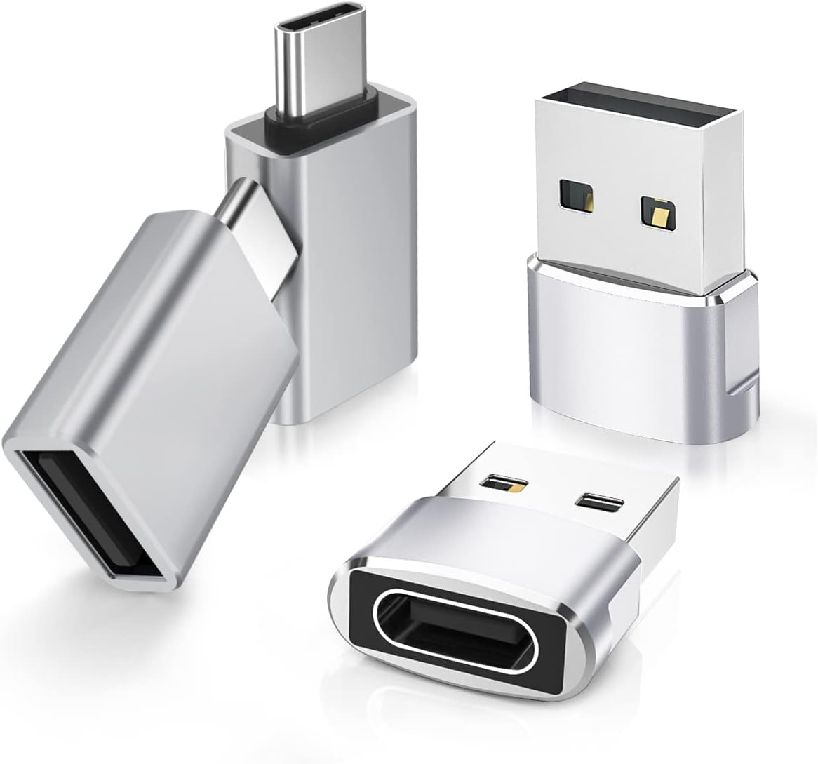 4-Pack USB Adapter Set | USB-A to Type-C & Type-C to USB-A Converters | OTG Data Transfer Adapter Kit for Phones and Laptops