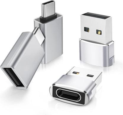 4-Pack USB Adapter Set | USB-A to Type-C & Type-C to USB-A Converters | OTG Data Transfer Adapter Kit for Phones and Laptops