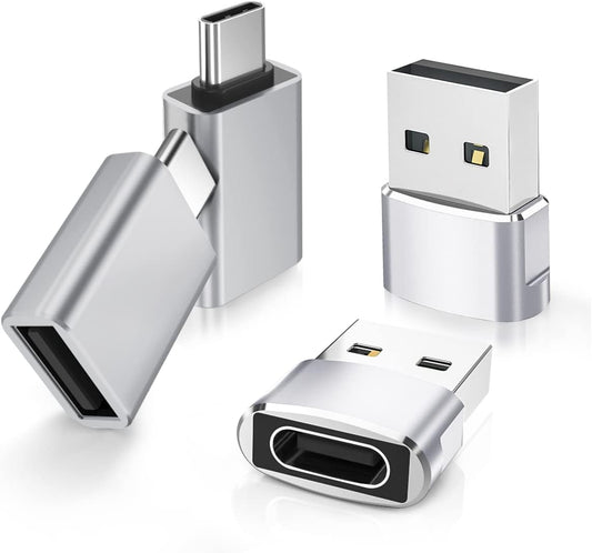 4-Pack USB Adapter Set | USB-A to Type-C & Type-C to USB-A Converters | OTG Data Transfer Adapter Kit for Phones and Laptops
