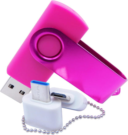 128MB Swivel USB Flash Drive | Mini USB & Type-C Dual Interface Memory Stick | Portable Small-Capacity Data Storage