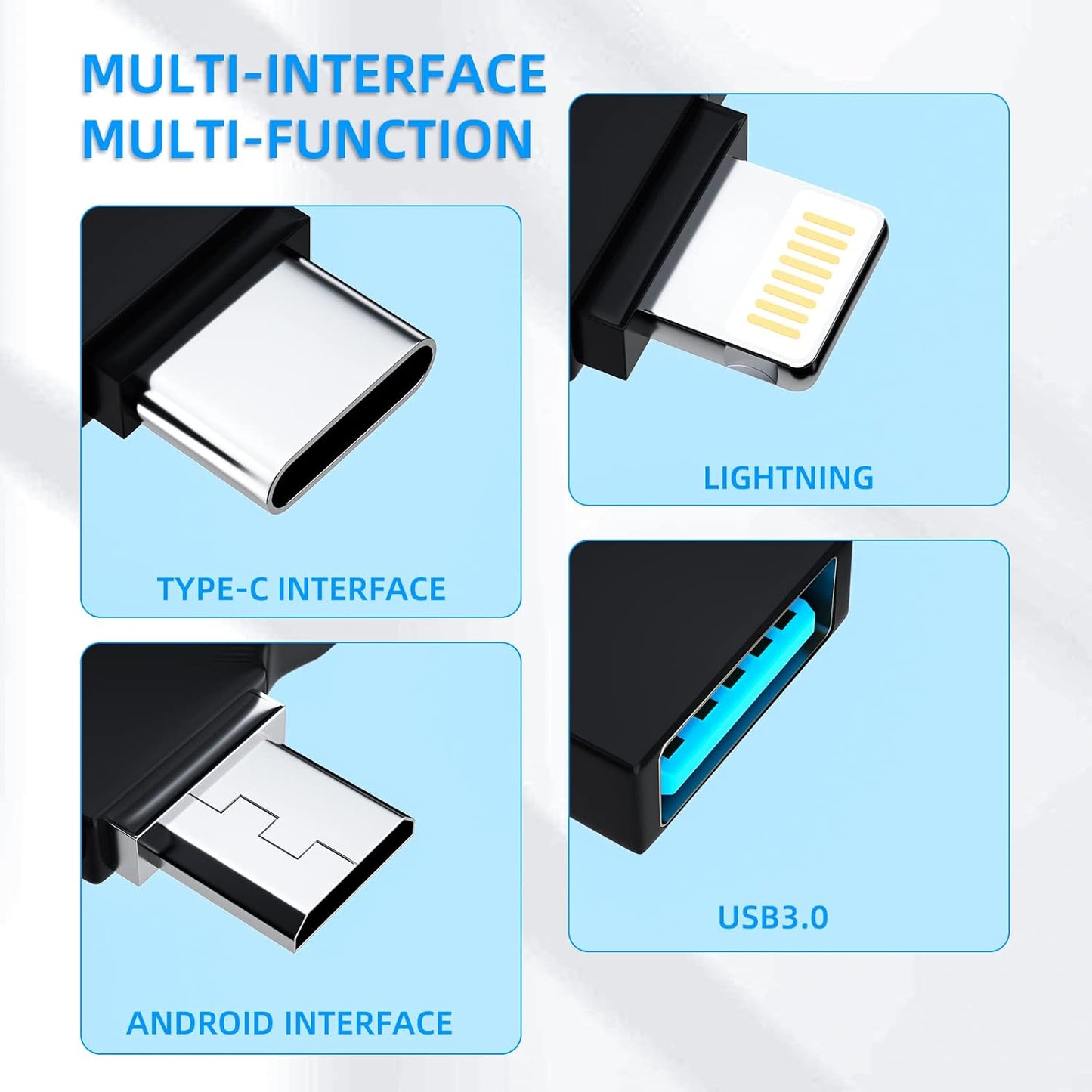 4-in-1 Multi-Function USB OTG Adapter｜USB-A / USB-C / Micro-USB Converter｜High-Speed Data Transfer for Phones, Tablets, and Laptops