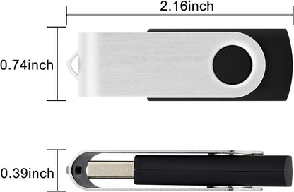 32GB USB Flash Drive 4-Pack | Metal Swivel USB 2.0 Memory Stick | Portable Thumb Drive for Laptop, Desktop, Car Audio, and File Backup