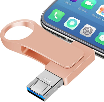 512GB 4-in-1 USB Flash Drive USB 3.0 | Multi-Port Memory Stick with USB, Type-C, Micro USB & iOS Connectors | Metal 360° Swivel Drive for Phones, Tablets, Laptops & Computers