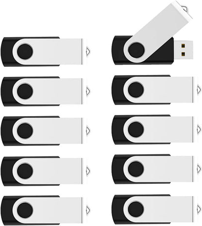 32GB USB Flash Drive 4-Pack | Metal Swivel USB 2.0 Memory Stick | Portable Thumb Drive for Laptop, Desktop, Car Audio, and File Backup
