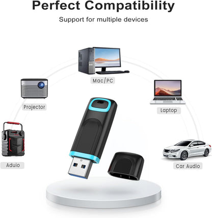 64GB USB 3.0 Flash Drive | High-Speed Portable USB Memory Stick with Cap | Durable Anti-Slip Thumb Drive with LED Indicator for Laptop, PC, Car Audio & Smart TV