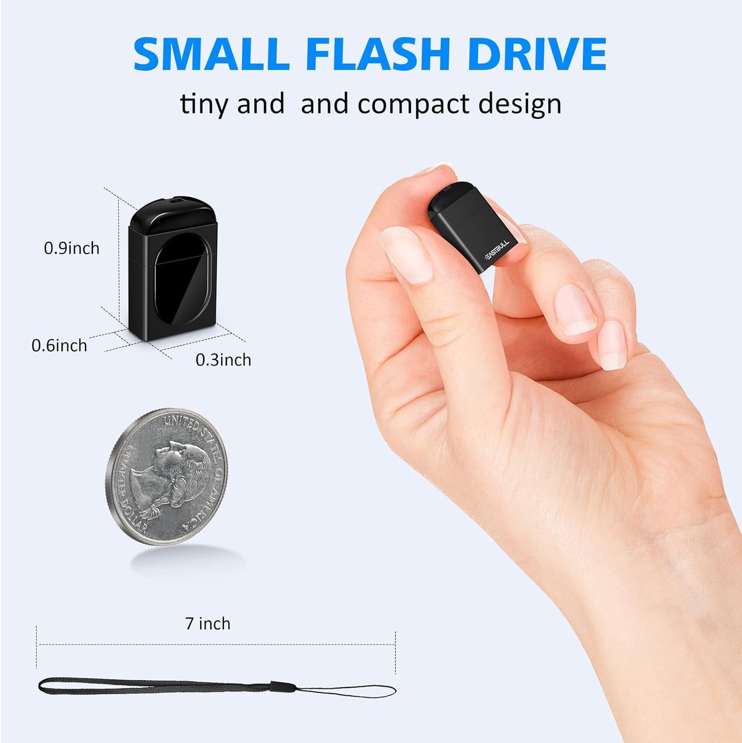 Mini USB Flash Drive 4-Pack | Small Portable Memory Stick with Lanyards | Compact Data Storage for Car, Laptop, and Everyday Use