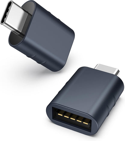 Type-C to USB-A Adapter 2-Pack | Compact Metal Converter | High-Speed Data Transfer & Peripheral Connection