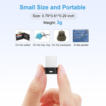 128GB Mini USB Flash Drive USB 3.0 | Ultra-Compact Waterproof Metal Memory Stick with Lanyard | Portable Thumb Drive for Laptop, Desktop, Car Audio & Smart TV