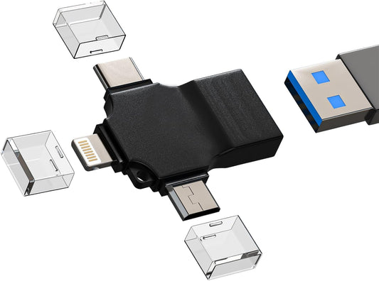 4-in-1 Multi-Function USB OTG Adapter｜USB-A / USB-C / Micro-USB Converter｜High-Speed Data Transfer for Phones, Tablets, and Laptops