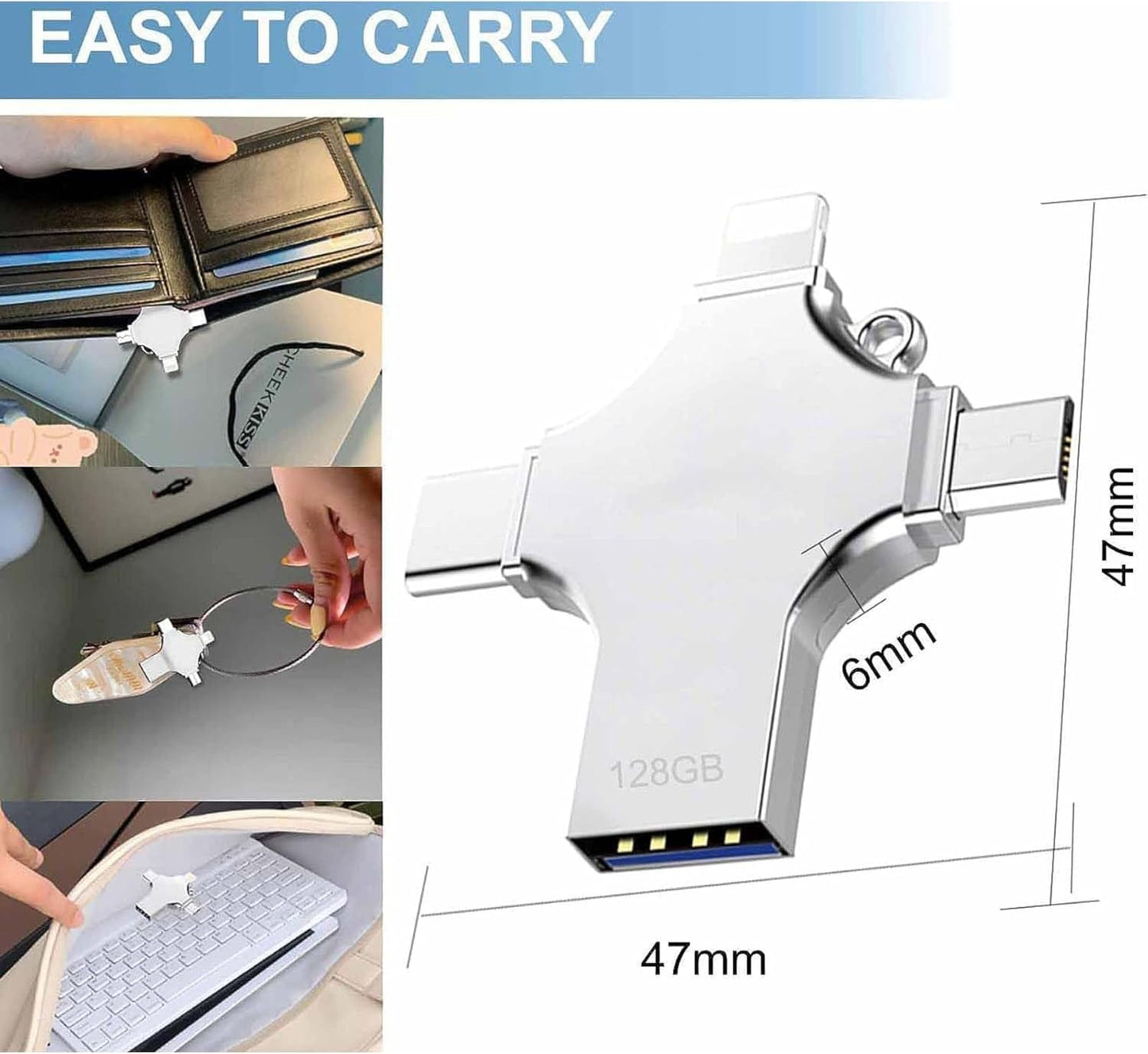 128GB Metal USB Flash Drive | USB 3.0 High-Speed Waterproof Memory Stick | Portable Data Storage Device