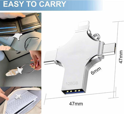 128GB Metal USB Flash Drive | USB 3.0 High-Speed Waterproof Memory Stick | Portable Data Storage Device