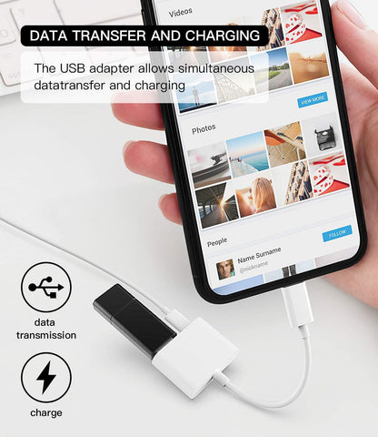 Multi-Function Phone Adapter | Lightning to USB-A & USB-C Converter | Data Reading and Charging Cable