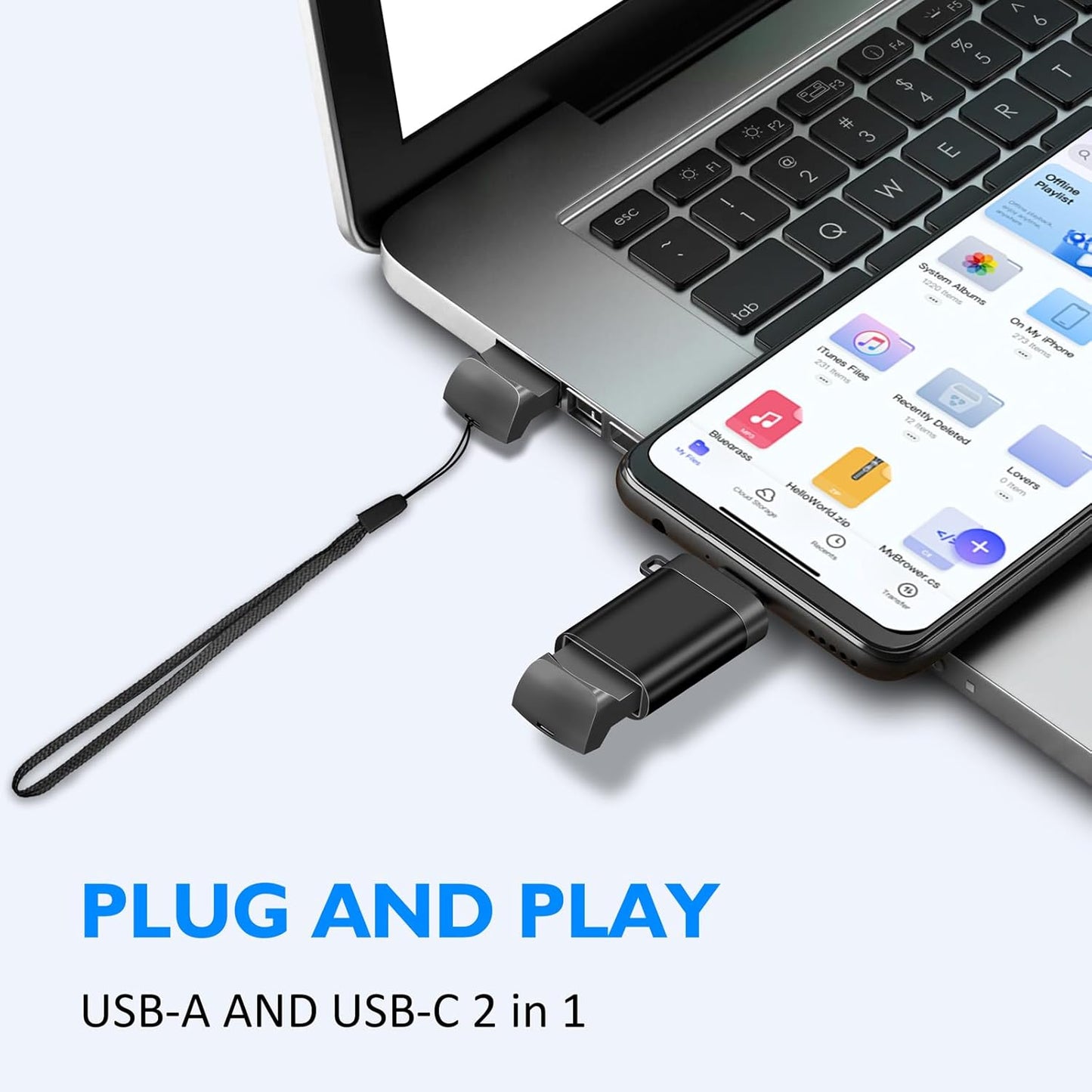 32GB USB-C Mini Flash Drive 2-Pack | Small Portable Type-C Memory Stick with USB Adapter | High-Speed A+ Chip Thumb Drive for Phones, Laptops, Tablets & Car Audio