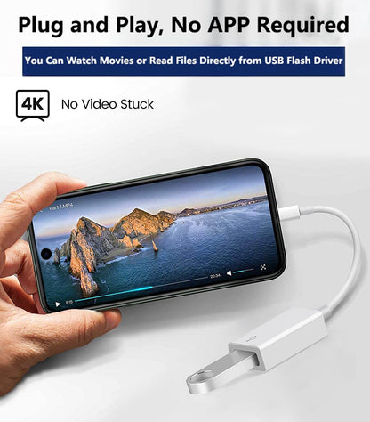 USB Adapter for Phone & Tablet | Lightning/Type-C to USB-A Converter Cable | Plug-and-Play External Device Connector