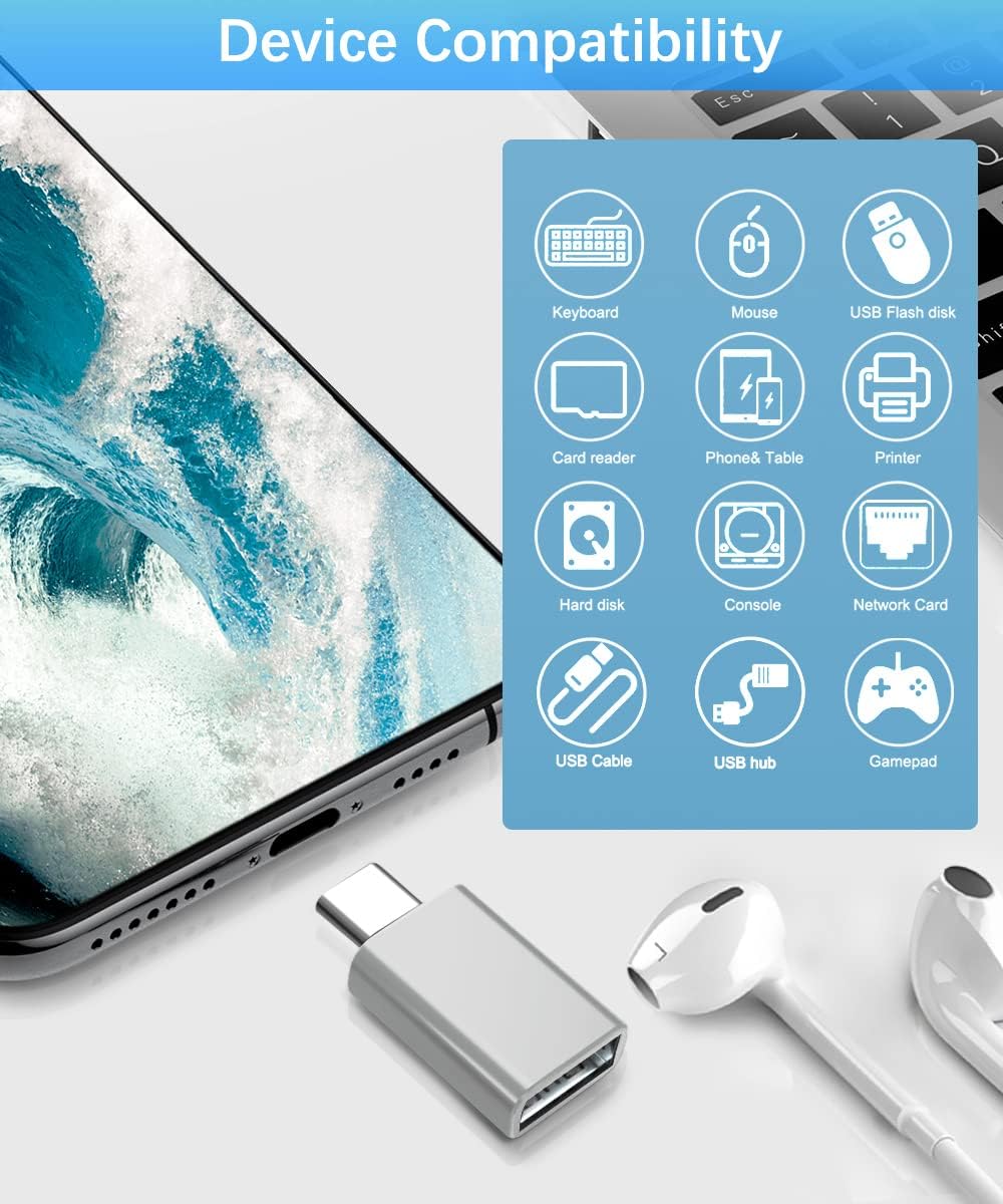 4-Pack USB Adapter Set | USB-A to Type-C & Type-C to USB-A Converters | OTG Data Transfer Adapter Kit for Phones and Laptops