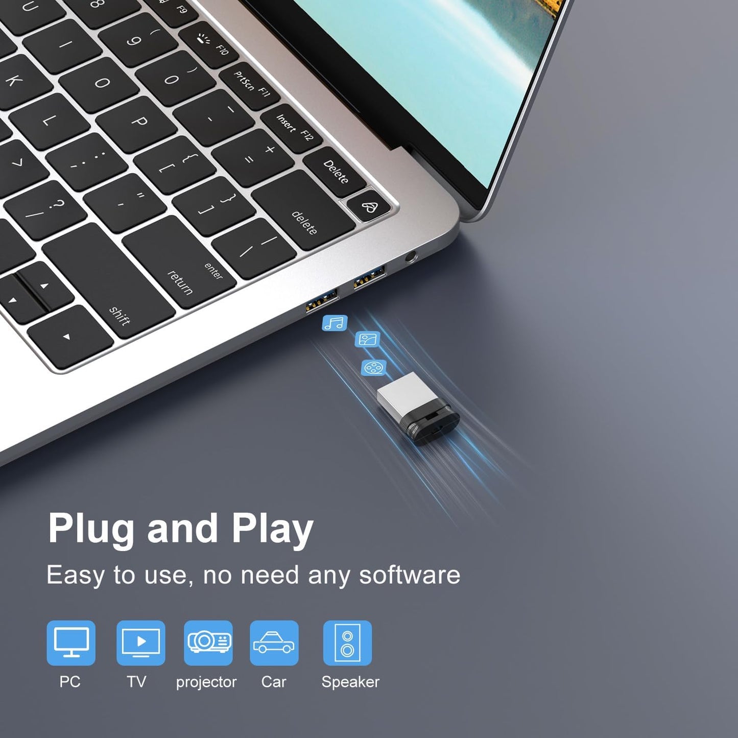 128GB Mini USB Flash Drive USB 3.0 | Ultra-Compact Waterproof Metal Memory Stick with Lanyard | Portable Thumb Drive for Laptop, Desktop, Car Audio & Smart TV