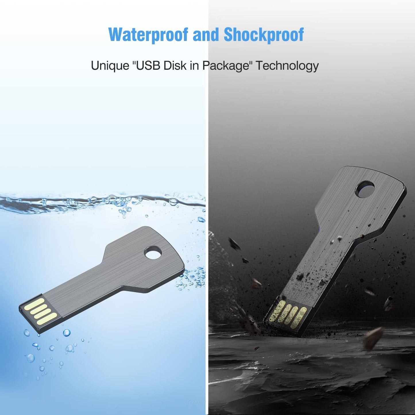 3-Pack 64GB Key-Shaped USB Flash Drive | Mini Metal Portable Storage Device | Keychain-Style USB Memory Stick