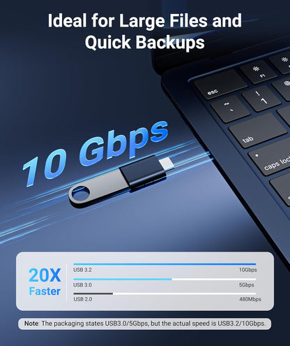 Type-C to USB-A Adapter 2-Pack | Compact Metal Converter | High-Speed Data Transfer & Peripheral Connection