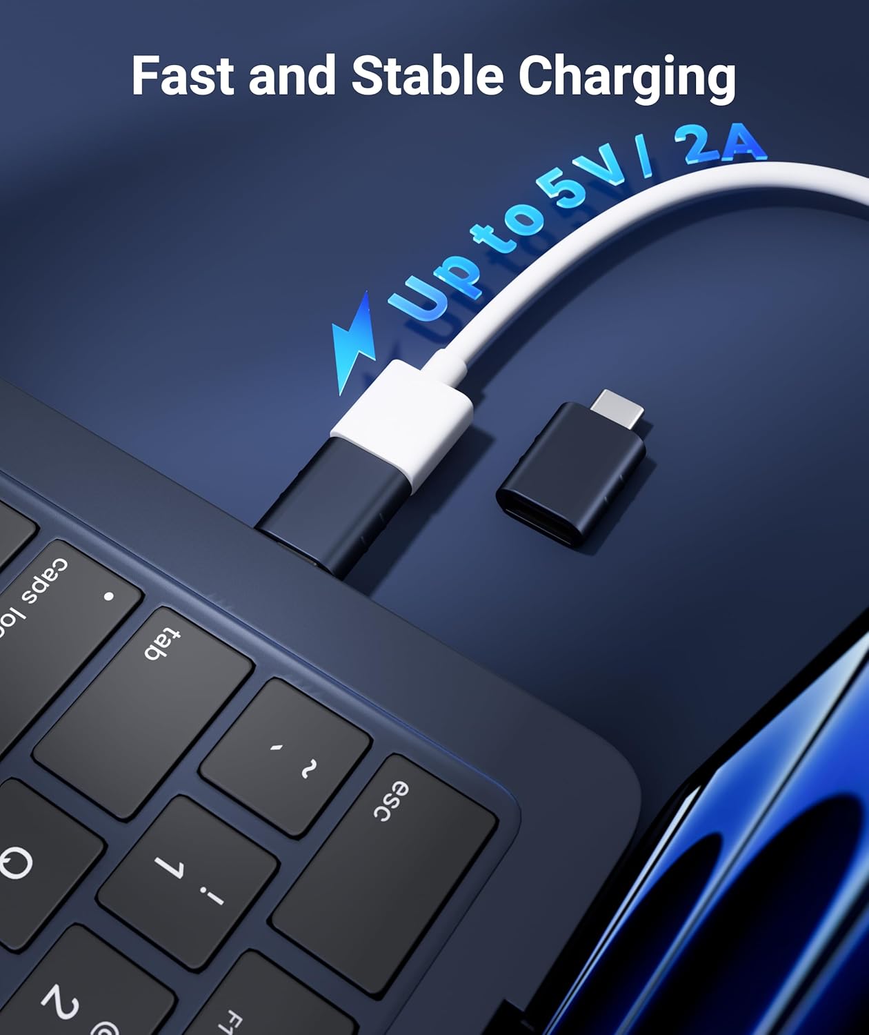 Type-C to USB-A Adapter 2-Pack | Compact Metal Converter | High-Speed Data Transfer & Peripheral Connection