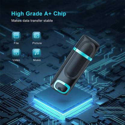 64GB USB 3.0 Flash Drive | High-Speed Portable USB Memory Stick with Cap | Durable Anti-Slip Thumb Drive with LED Indicator for Laptop, PC, Car Audio & Smart TV