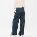 High Waist Elastic Drawstring Plaid Wide Leg Trousers