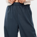 High Waist Elastic Drawstring Plaid Wide Leg Trousers